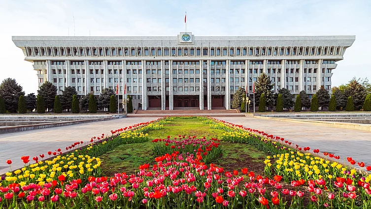 Bishkek, Kyrgyzstan - Jogorku Kenesh (Parliament) building of the Kyrgyz Republic. The White House of Kyrgyzstan.