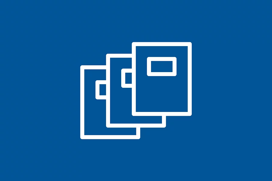 White icon shows covers of publications