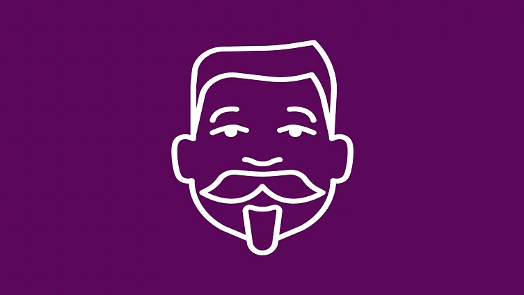 White icon of Friedrich Ebert on violett backround